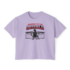 Banned to the Outfield Women's Boxy Tee – Baseball Mom/Fan Graphic Shirt