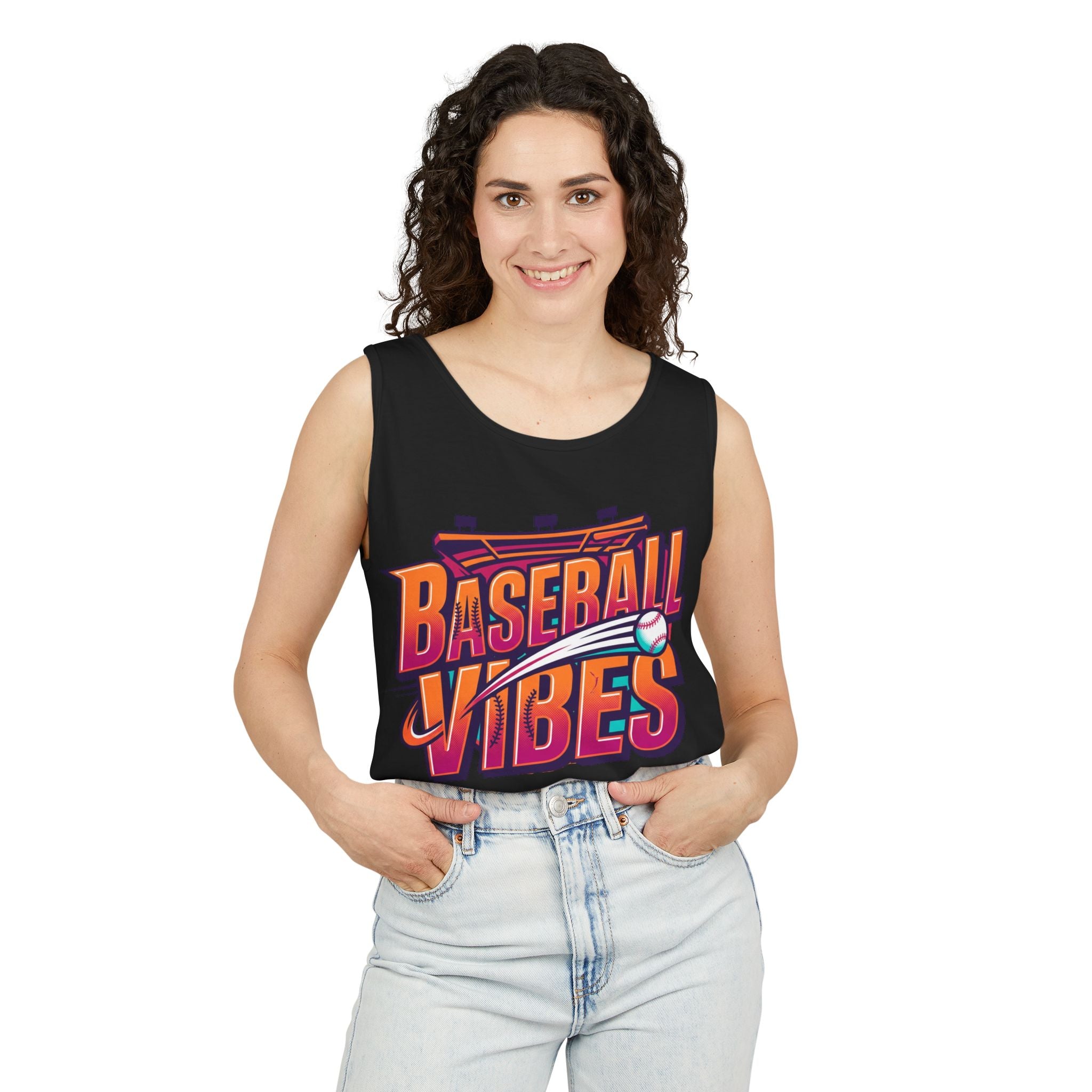Baseball Vibes Tank Top — Retro Stadium Graphic Baseball Tee