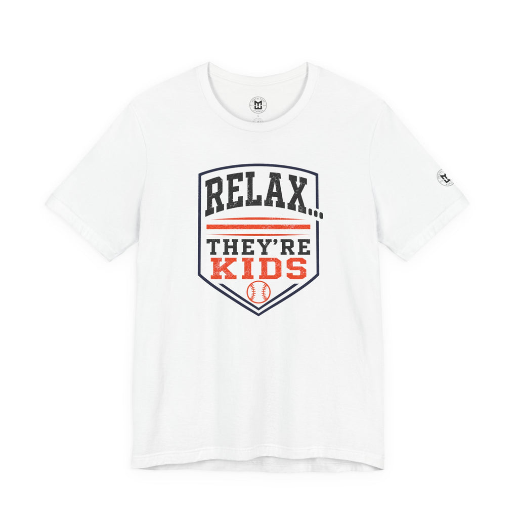 Relax They're Kids Baseball Parent T-Shirt — Black Orange