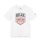 Relax They're Kids Baseball Parent T-Shirt — Black Orange