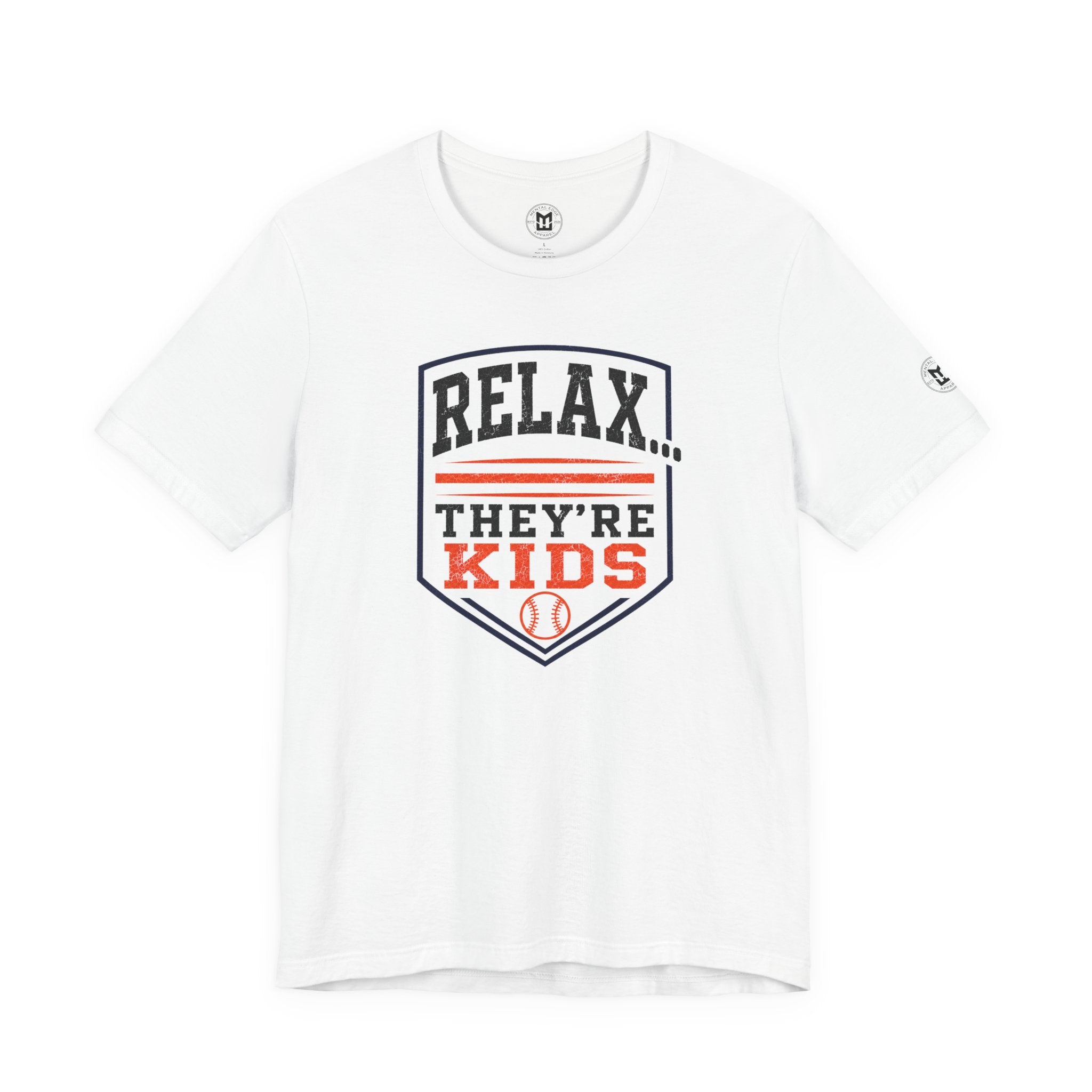 Relax They're Kids Baseball Parent T-Shirt — Black Orange