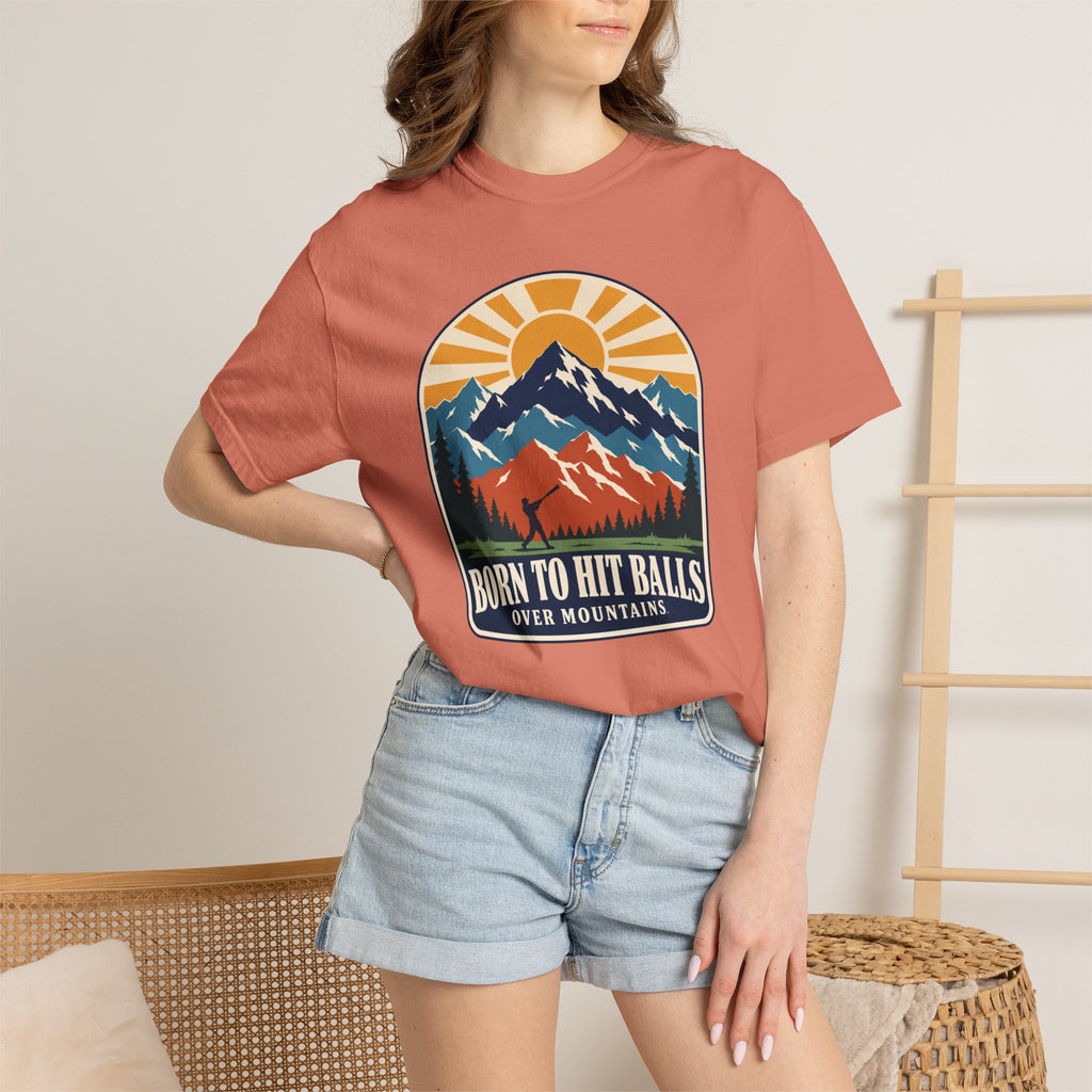 Born to Hit Balls Over Mountains T-Shirt — Unisex Vintage Mountain Comfort Colors Graphic Tee