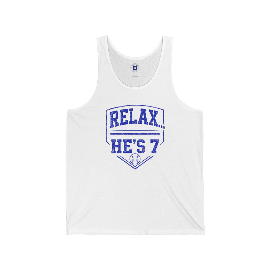 Relax… He's 7 Baeball Parent Tank Top – Blue