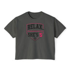 Relax She's 5 Soccer Graphic Women's Boxy Tee