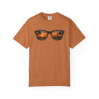 Sunset Sunglasses Baseball T-Shirt — Tropical Beach Reflection Tee