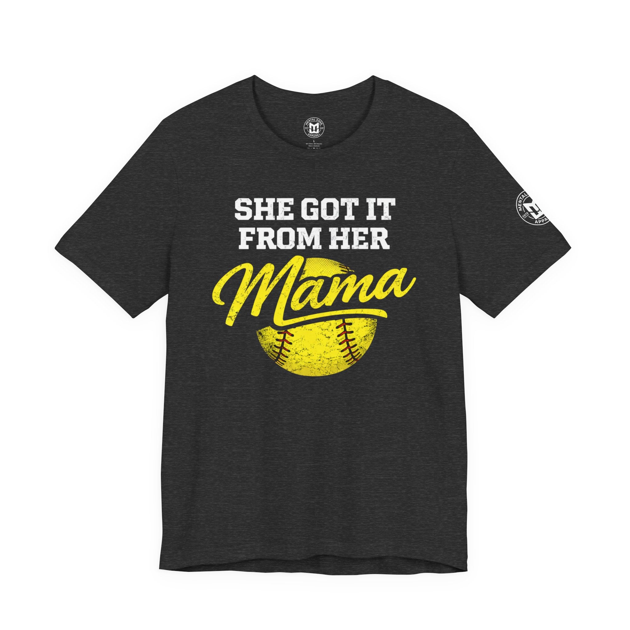 "She Got It From Her Mama" Women's Softball T‑Shirt