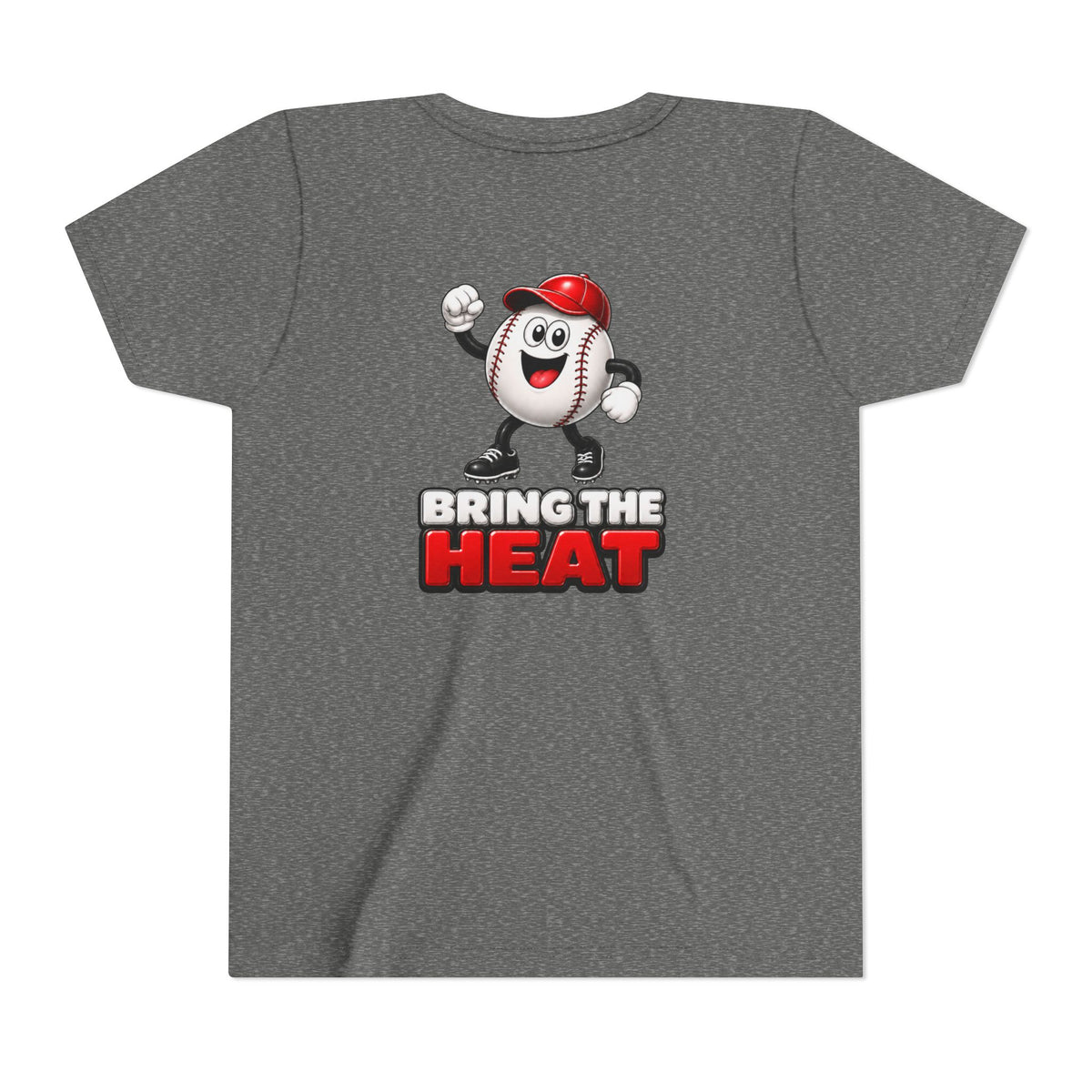Heater "Bring The Heat" Youth Tee — Two-sided Cute Baseball Mascot Kids Shirt