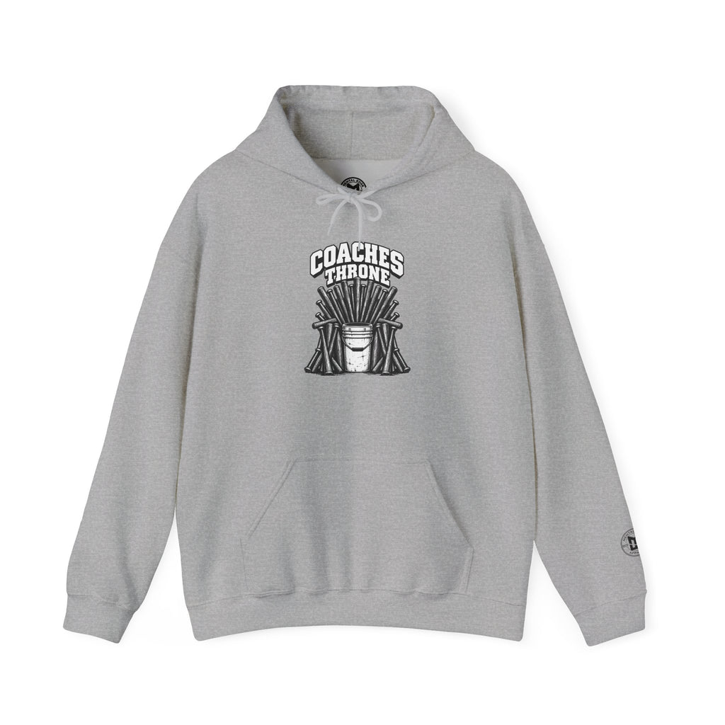 Coaches Throne Baseball Bucket Hoodie — Sports Coach Gift Pullover