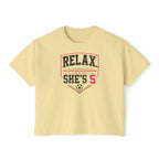 Relax She's 5 Soccer Graphic Women's Boxy Tee