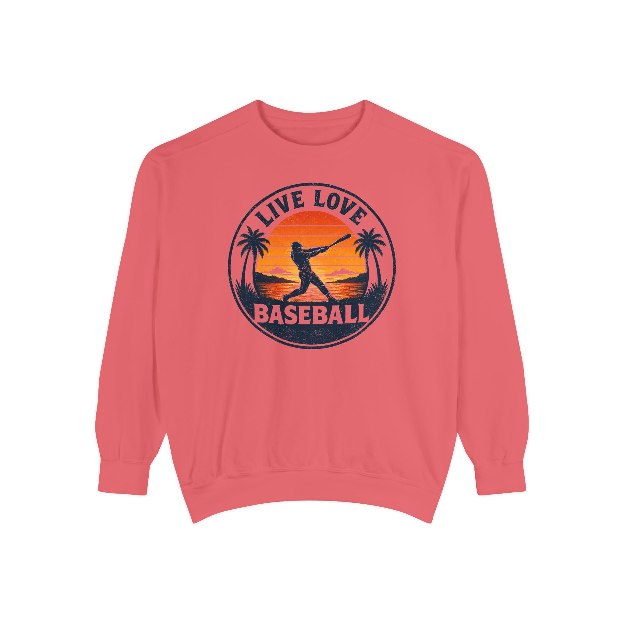 Baseball Unisex Sweatshirt - "Live Love Baseball" Vintage Sunset Crewneck