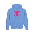 Youth Hoodie – 'ME' Pink Shield Front & "Mental Edge" Back Athletic Logo