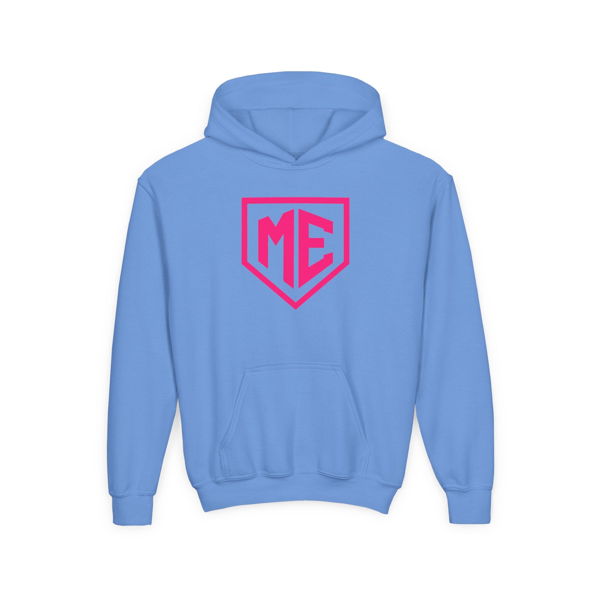 Youth Hoodie – 'ME' Pink Shield Front & "Mental Edge" Back Athletic Logo