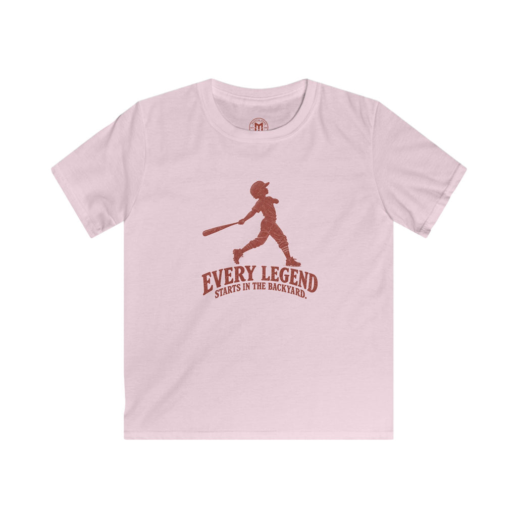 Kids Baseball Tee — "Every Legend Starts in the Backyard" Youth Baseball T‑Shirt
