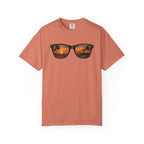 Sunset Sunglasses Baseball T-Shirt — Tropical Beach Reflection Tee