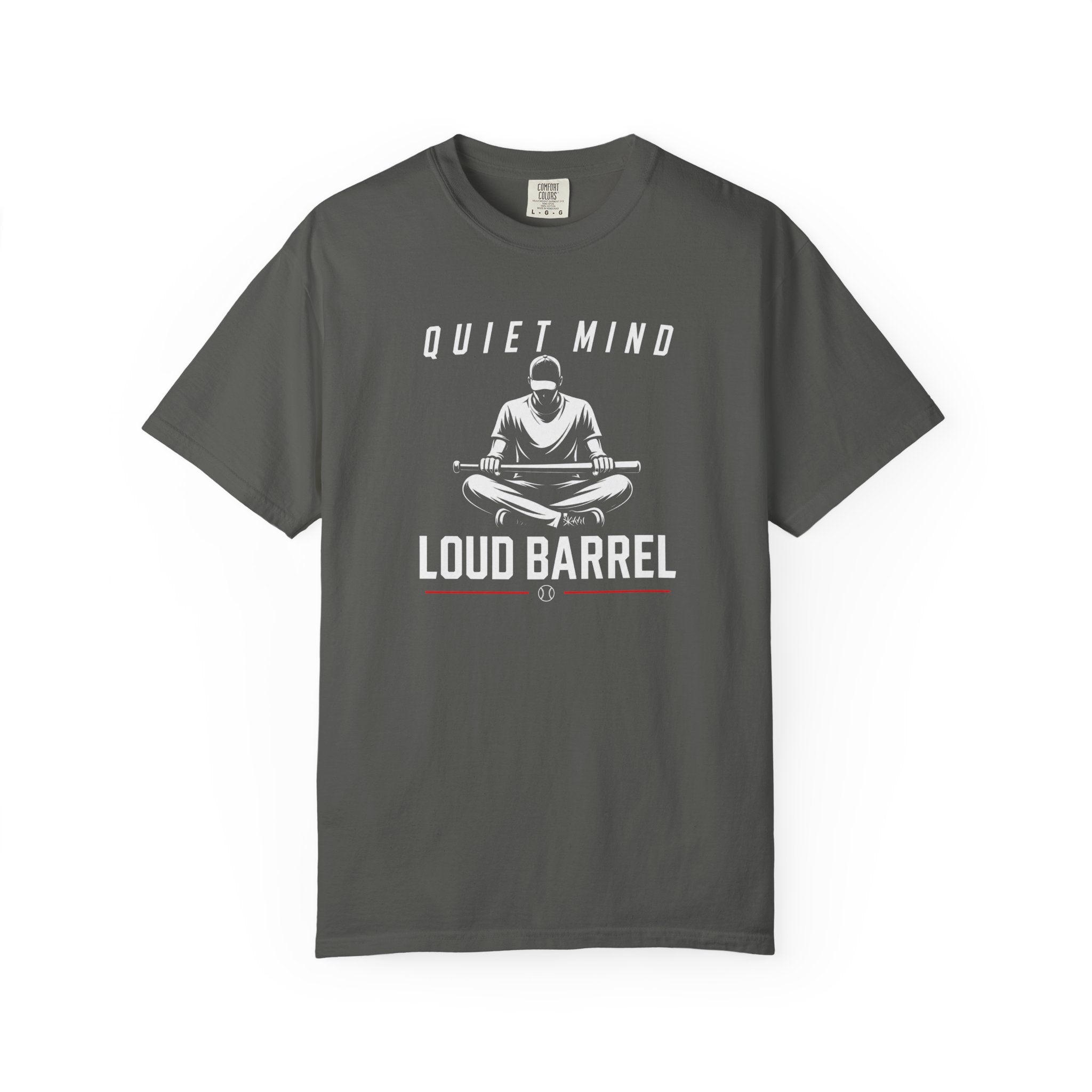 Quiet Mind Loud Barrel T-Shirt — Meditation Baseball Graphic Tee