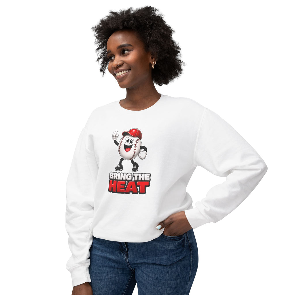 Unisex Adult 'Bring The Heat' Baseball Sweatshirt — Cute Mascot Crewneck for Fans
