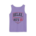Relax He's 15 Baseball Parent Tank Top — Youth Sports Mom Gift
