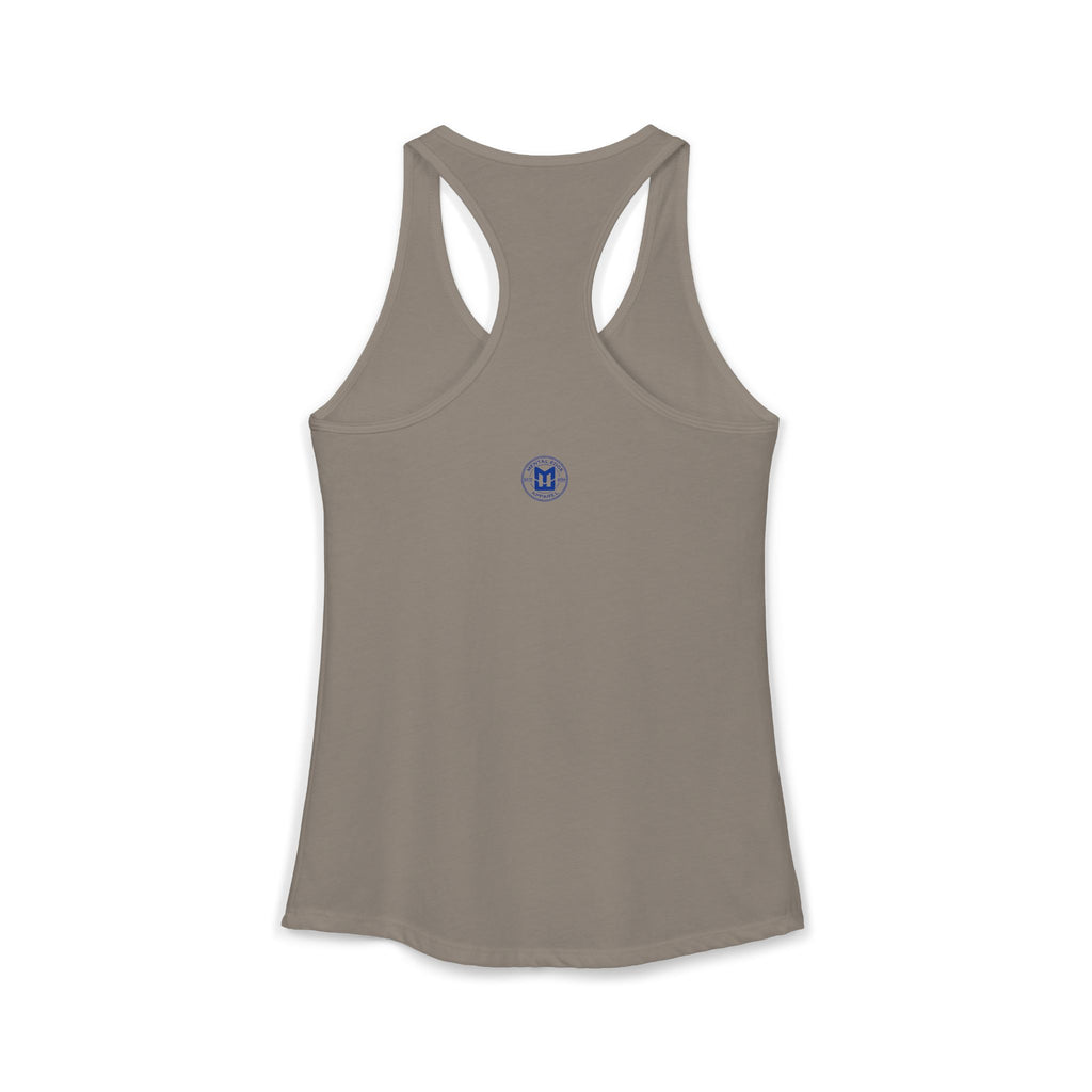Relax He's 7 Baseball Mom Racerback Tank - Blue
