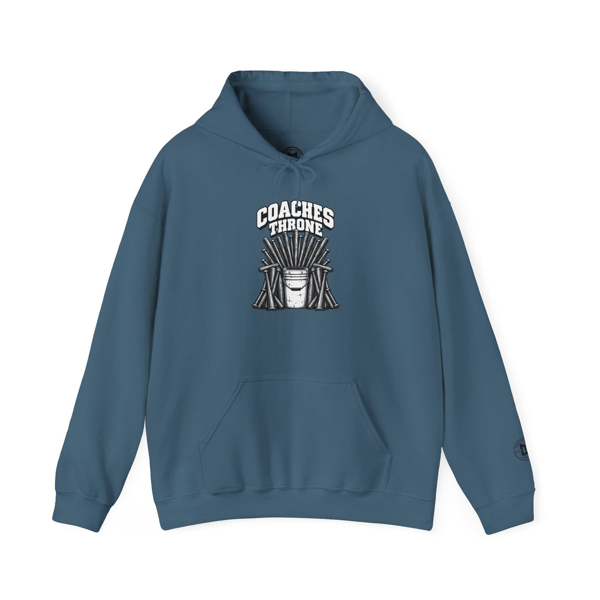 Coaches Throne Baseball Bucket Hoodie — Sports Coach Gift Pullover