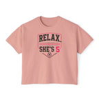 Relax She's 5 Soccer Graphic Women's Boxy Tee