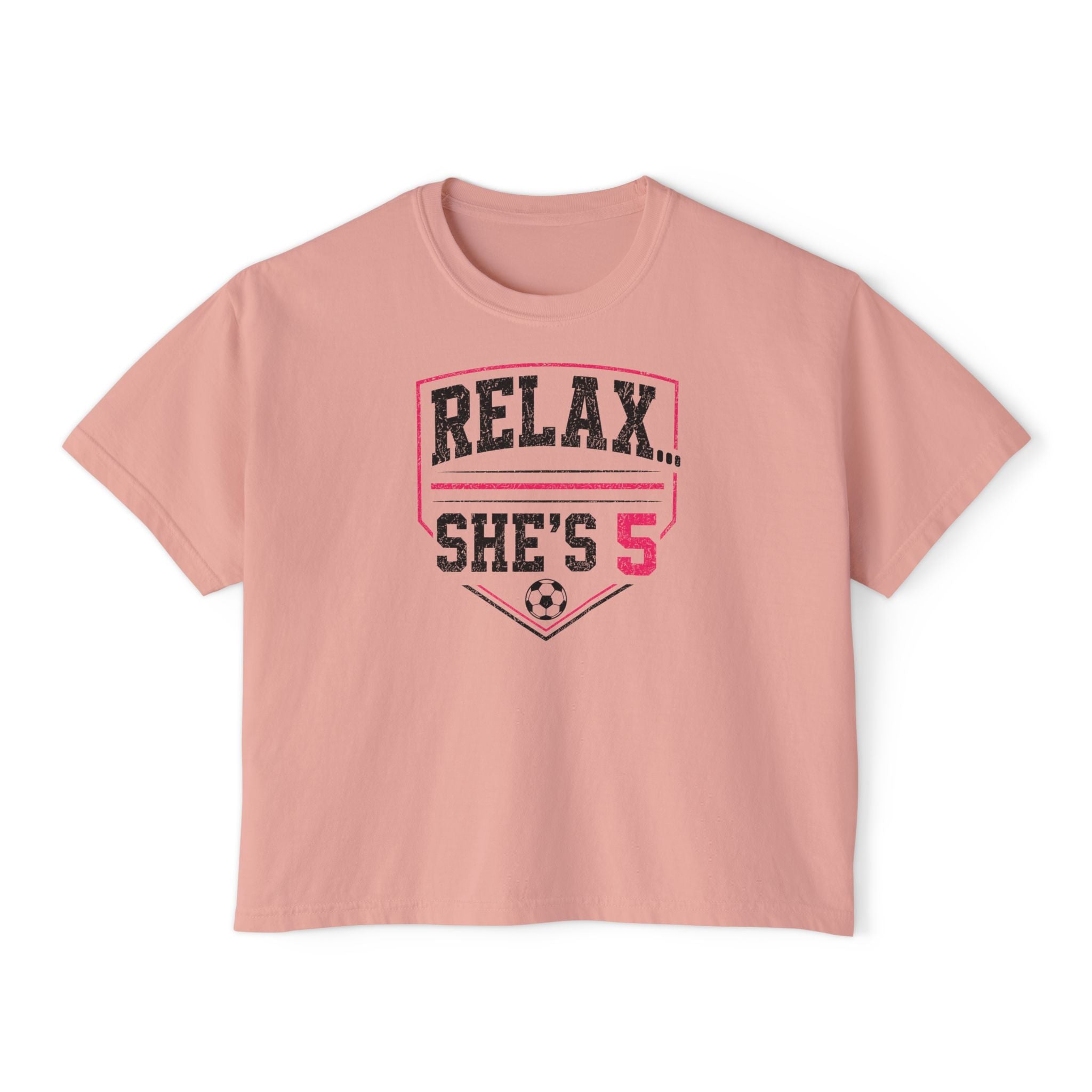 Relax She's 5 Soccer Graphic Women's Boxy Tee