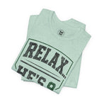 Relax He’s 9 Baseball Parent Tee — Hunter Green