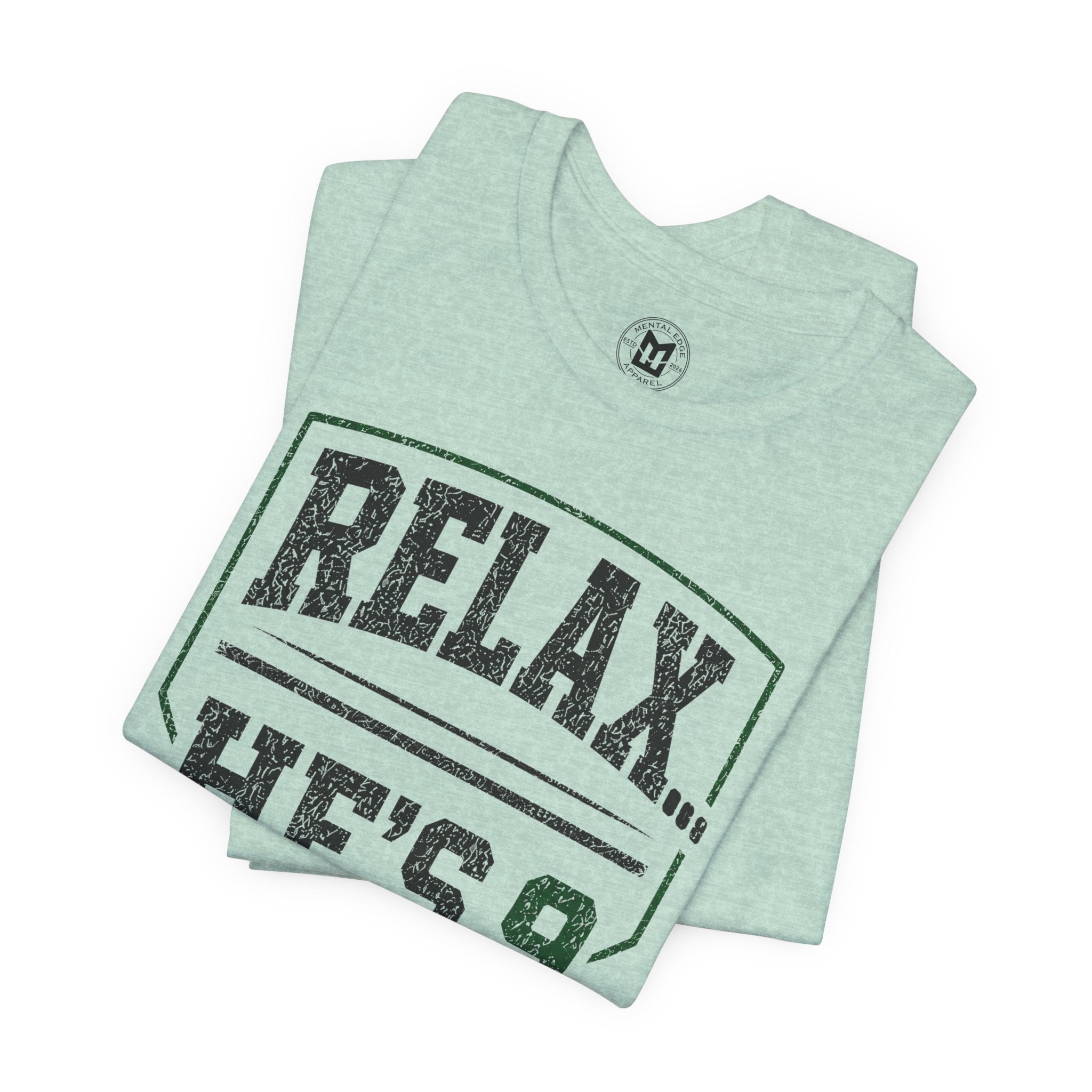 Relax He’s 9 Baseball Parent Tee — Hunter Green