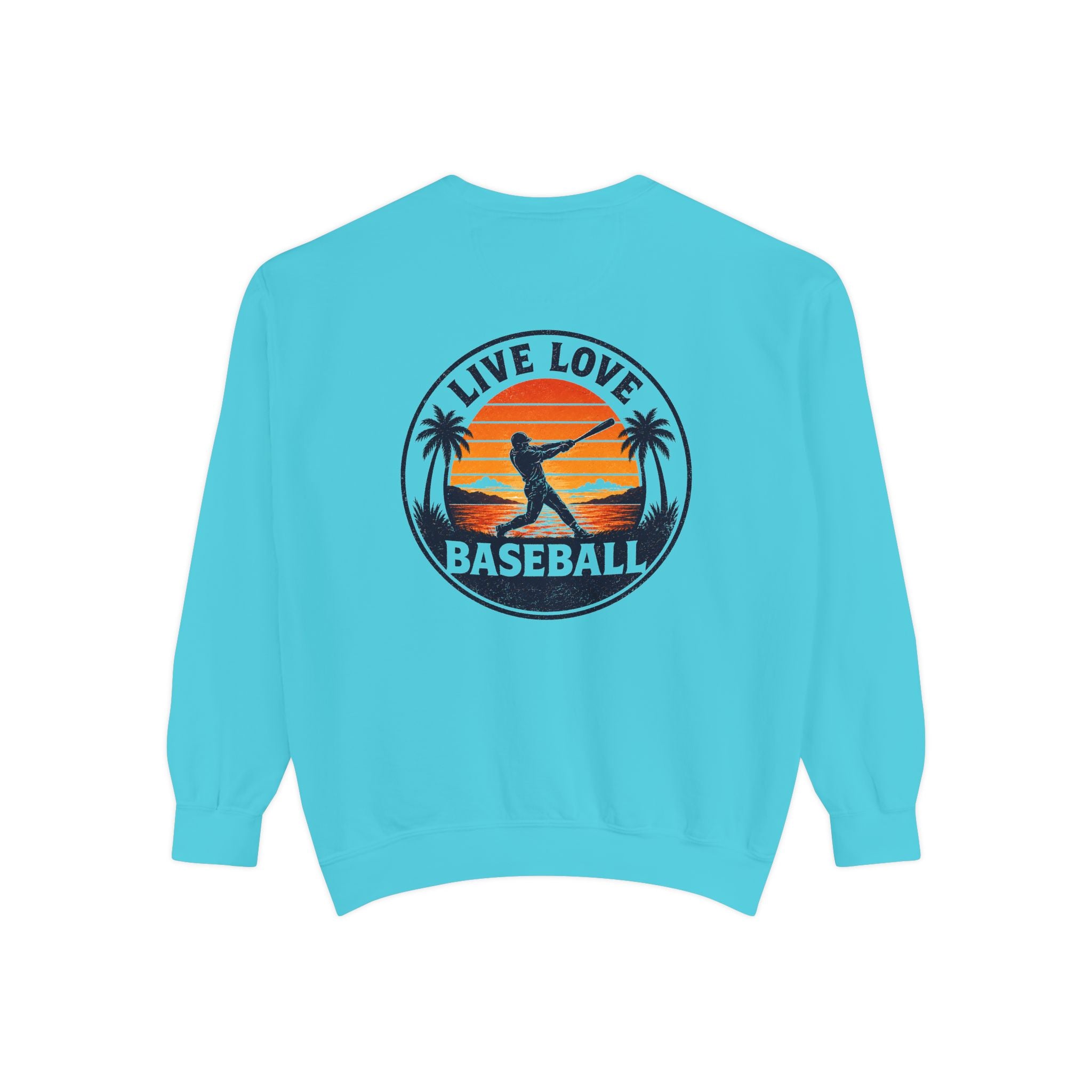 Baseball Sweatshirt — "Live Love Baseball" Vintage Sunset Crewneck Unisex