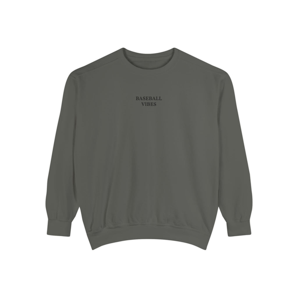 Baseball Vibes Sweatshirt — Minimalist White Crewneck