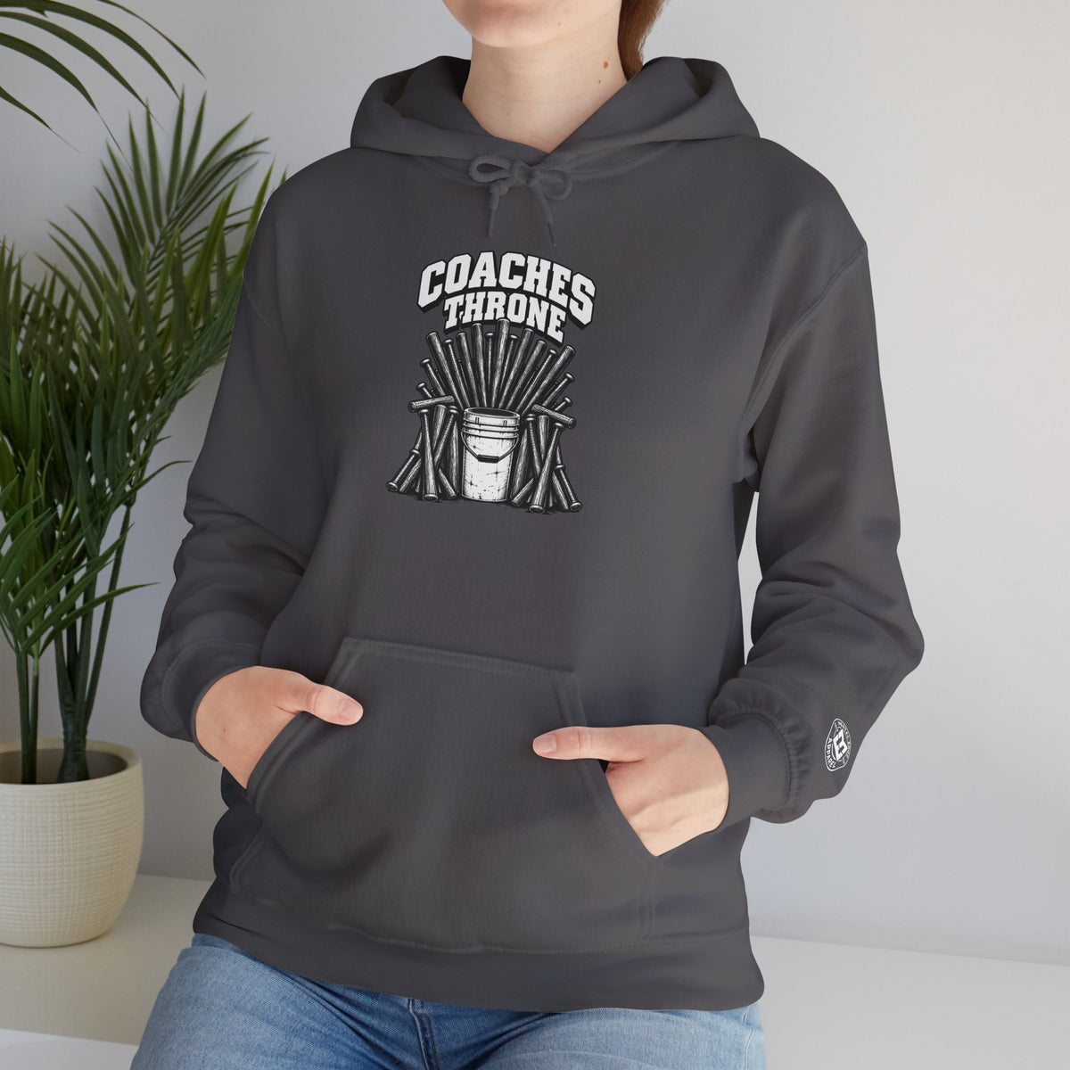 Coaches Throne Baseball Bucket Hoodie — Sports Coach Gift Pullover