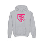 Youth Hoodie – 'ME' Pink Shield Front & "Mental Edge" Back Athletic Logo