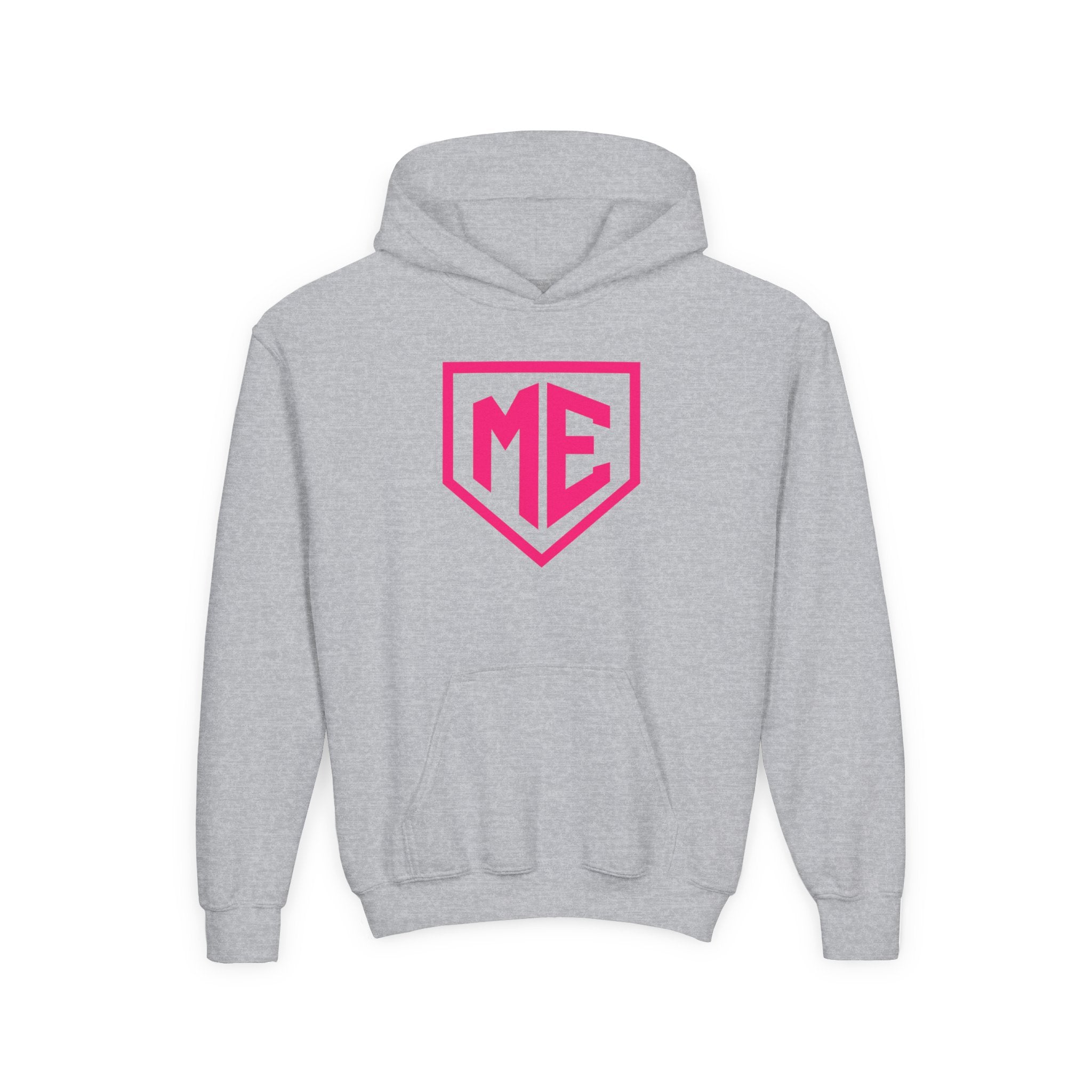 Youth Hoodie – 'ME' Pink Shield Front & "Mental Edge" Back Athletic Logo