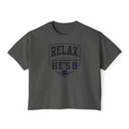 Relax… He’s 8 Boxy Tee Football Mom Shirt