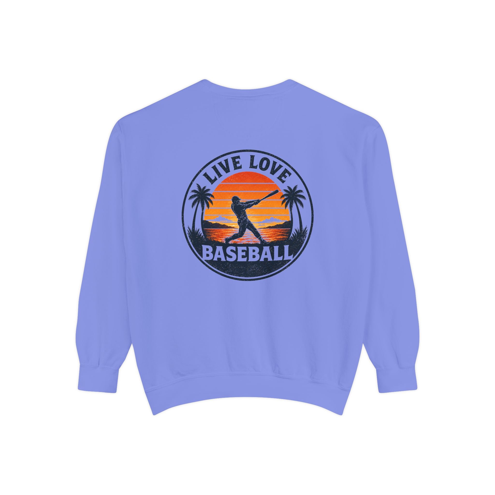 Baseball Sweatshirt — "Live Love Baseball" Vintage Sunset Crewneck Unisex