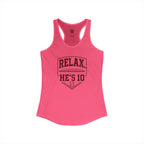 Relax He's 10 Baseball Moms Racerback Tank