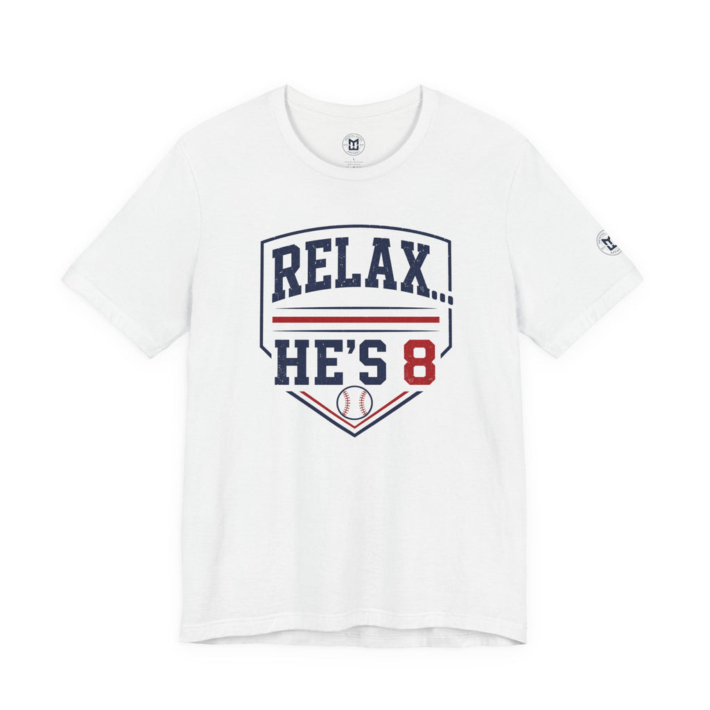 Relax...He's 8 Parents Baseball T-Shirt - Navy Red