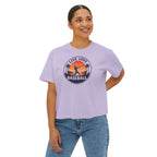 Live Love Baseball Women's Boxy Tee – Retro Sunset Palm Baseball Shirt