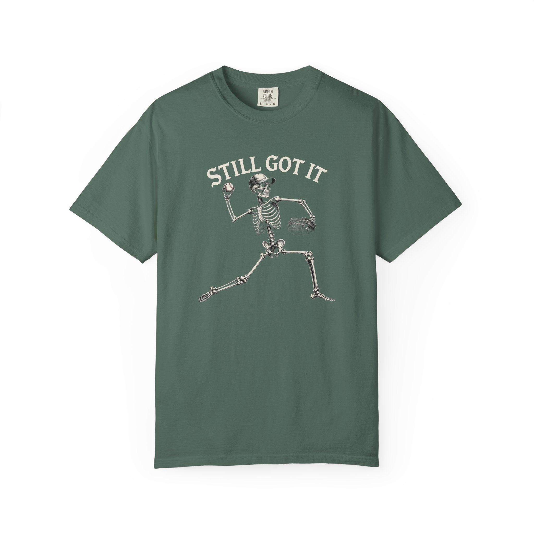 Still Got It Pitchers Skeleton T-Shirt — Vintage Garment-Dyed Retro Tee