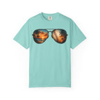 Sunglass Sunset Baseball T-Shirt — Beach & Sports Graphic Tee