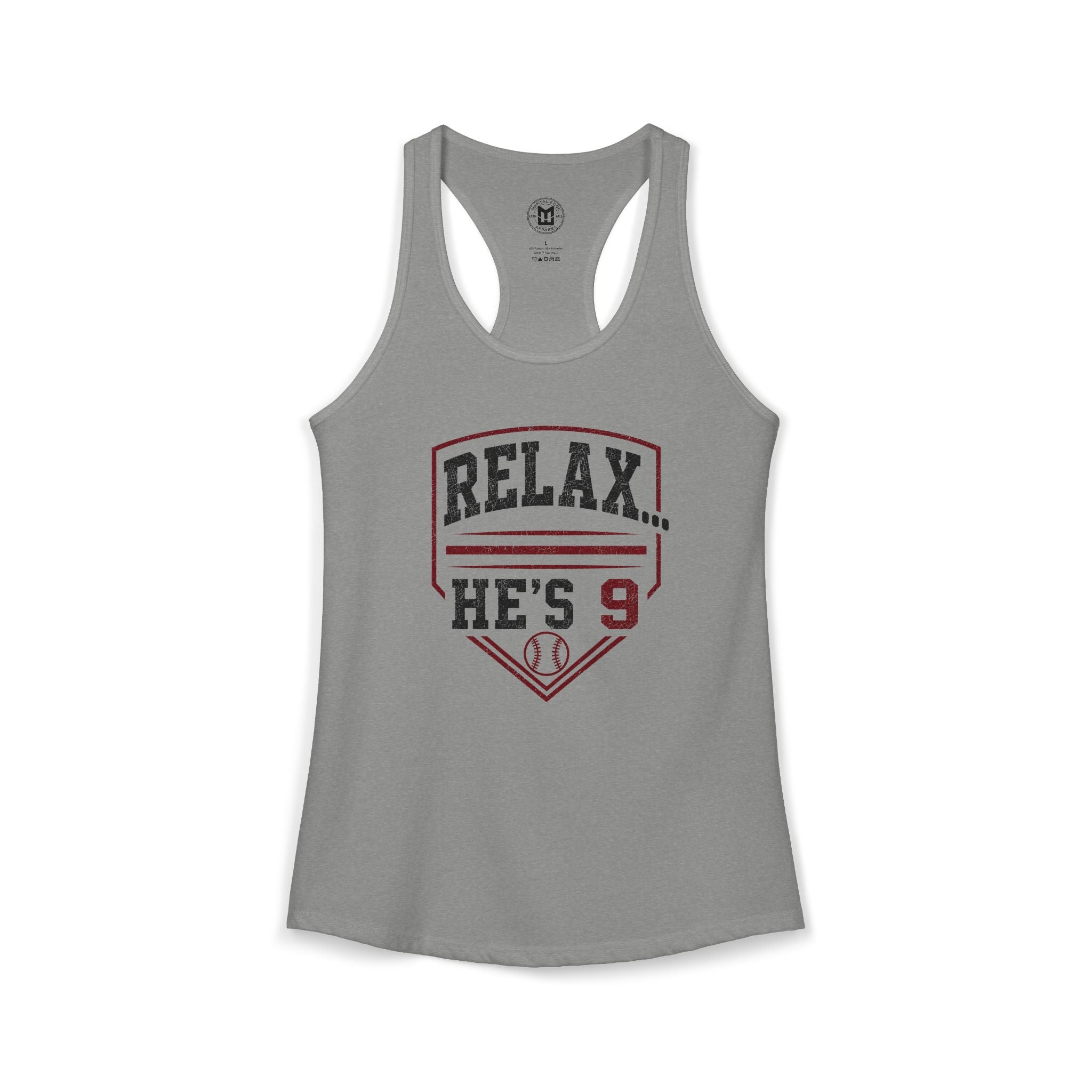 Relax He's 8 Baseball Mom Women's Ideal Racerback Tank