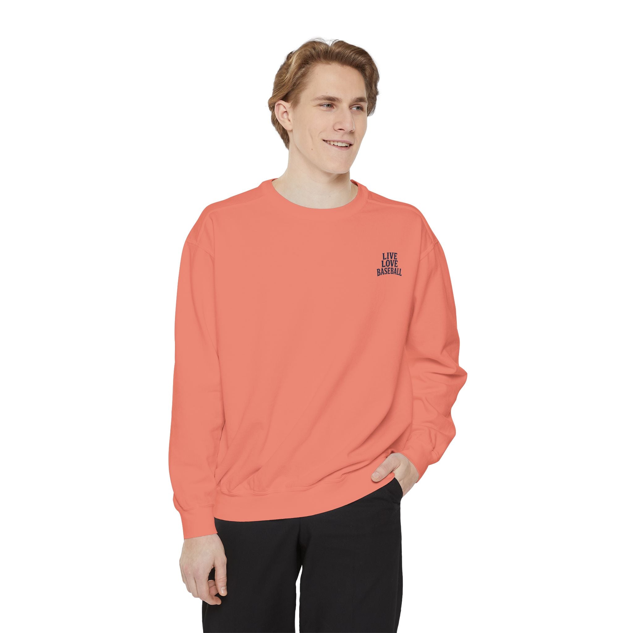 Baseball Sweatshirt — "Live Love Baseball" Vintage Sunset Crewneck Unisex