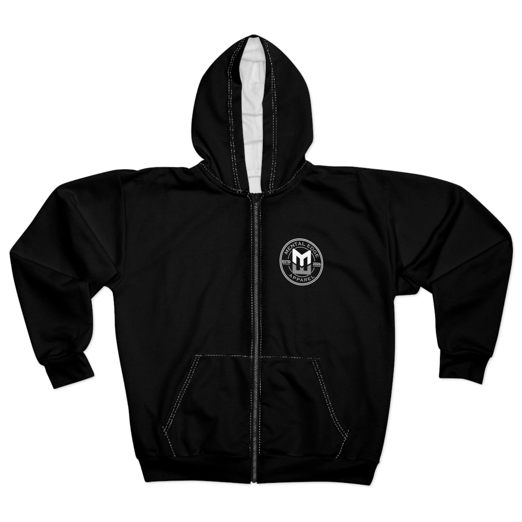Black Zip Hoodie with Mental Edge Apparel Logo