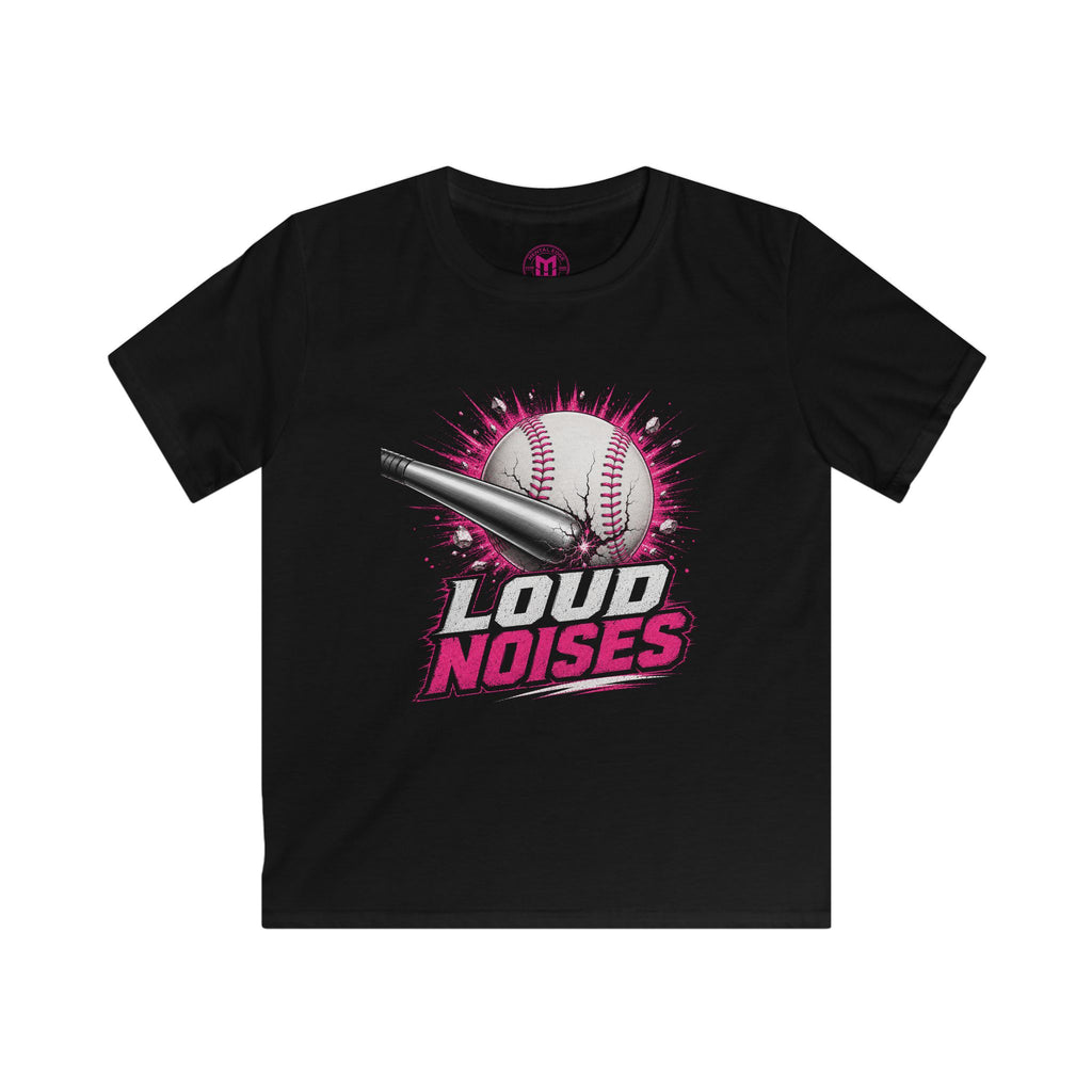 "Loud Noises" Youth Cotton Baseball T Shirt Pink