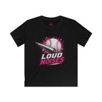 "Loud Noises" Youth Cotton Baseball T Shirt Pink