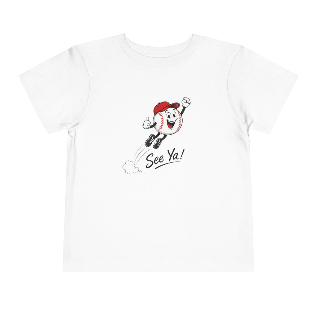 Toddler Tee — Retro Baseball Character "See Ya!" Graphic