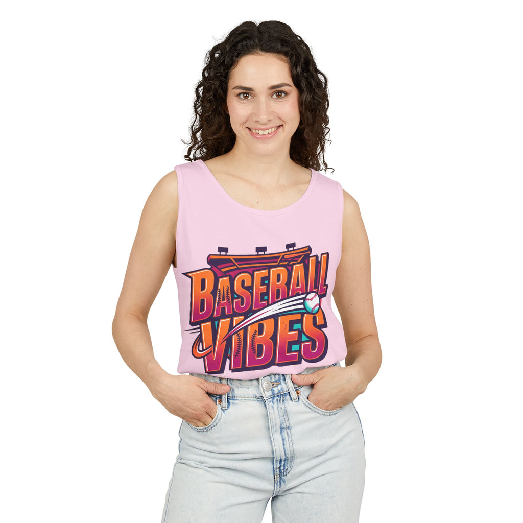 Baseball Vibes Tank Top — Retro Stadium Graphic Baseball Tee