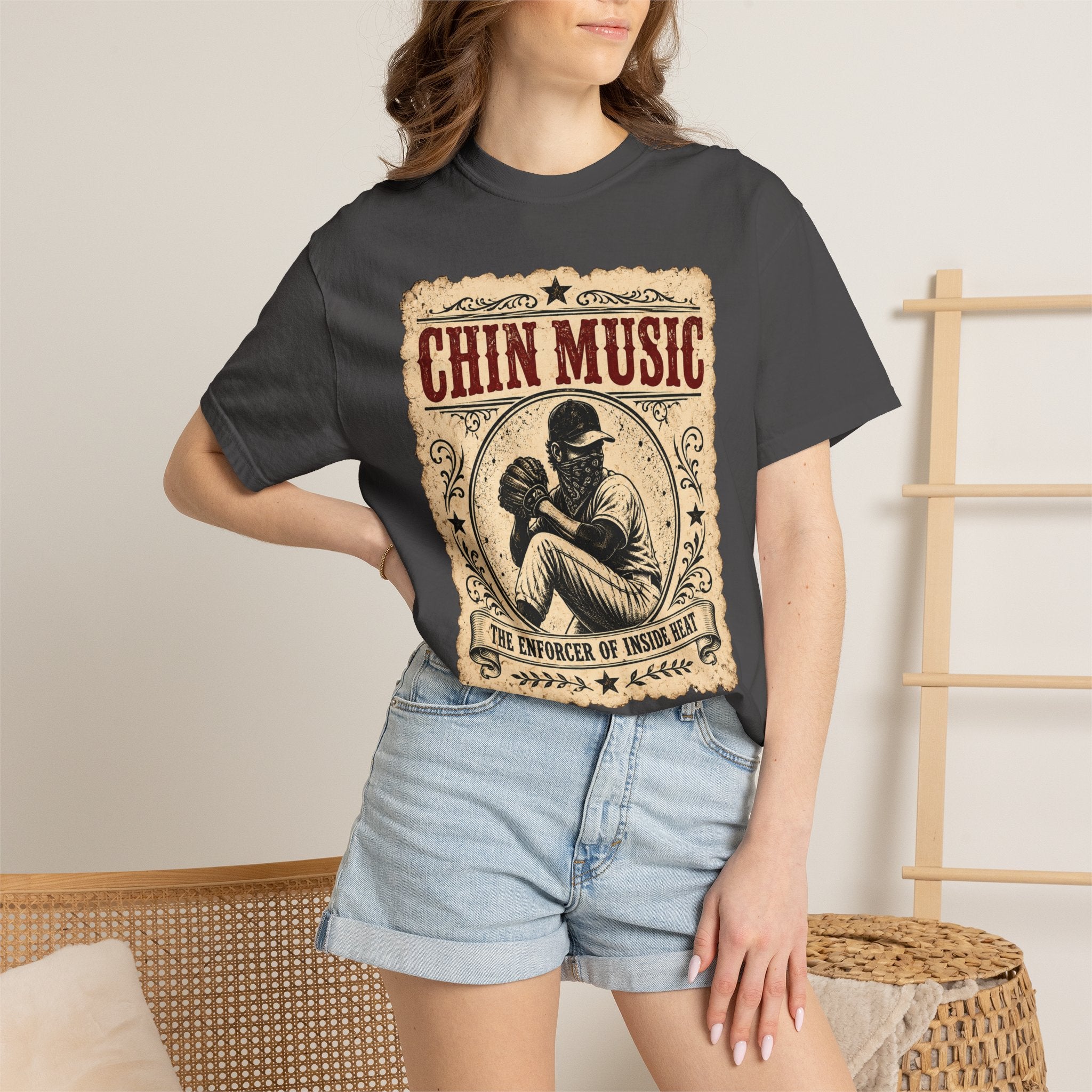 Adult Unisex "Chin Music Enforcer of Heat" Baseball Pitchers Comfort Colors Garment-Dyed T-shirt