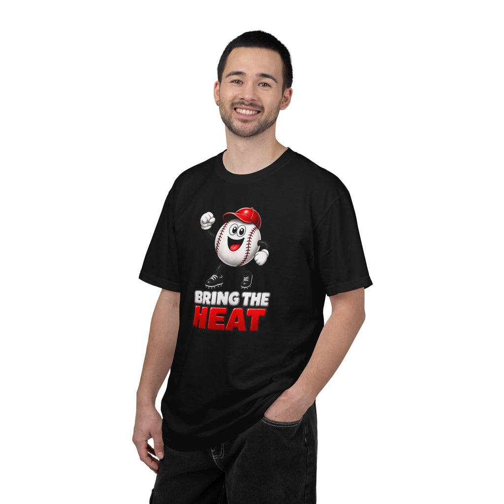 Adult Heater "Bring The Heat" Baseball T-Shirt — Unisex Comfort Colors Cartoon Ball Mascot Tee