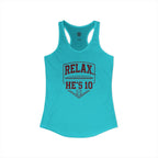 Relax He's 10 Baseball Moms Racerback Tank