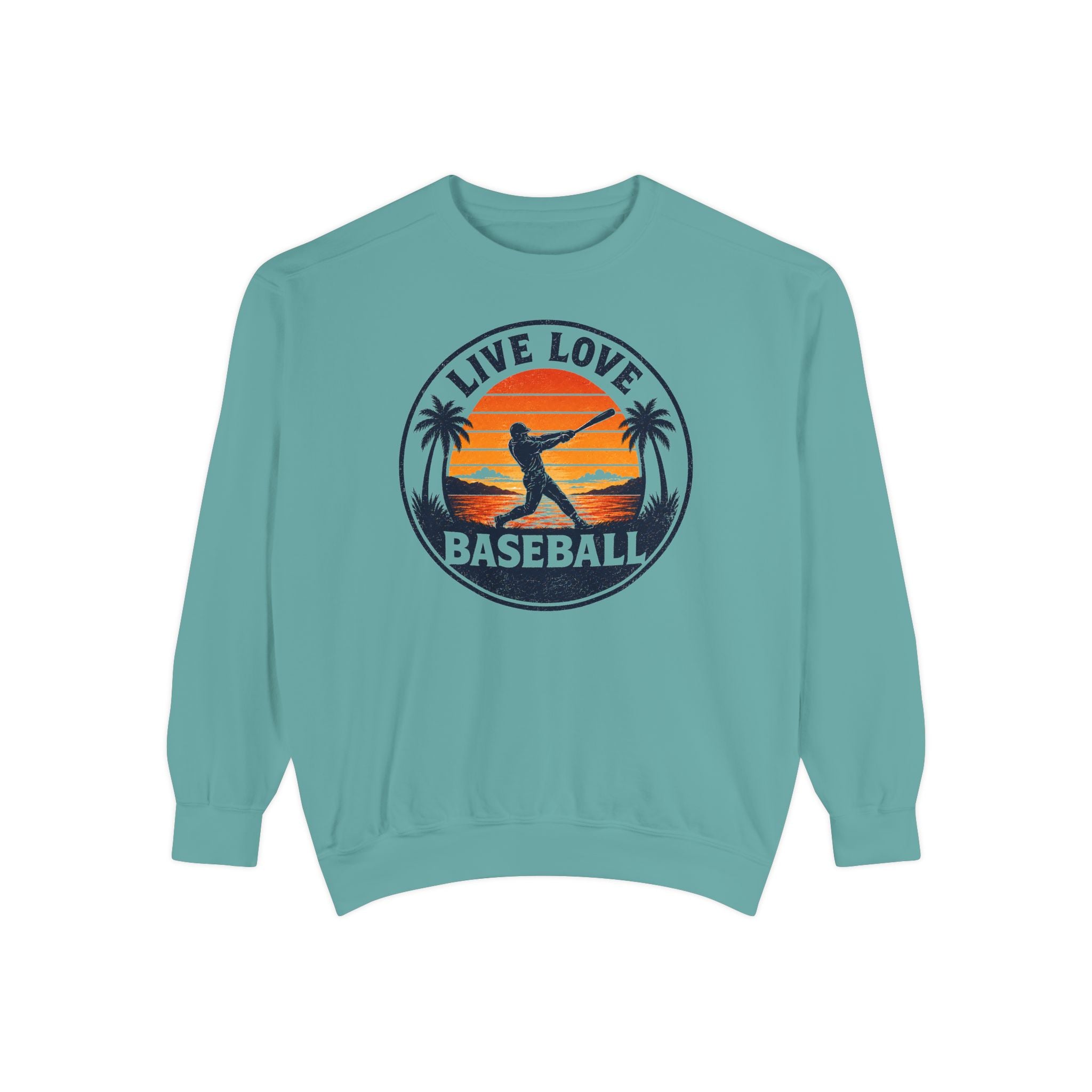 Baseball Unisex Sweatshirt - "Live Love Baseball" Vintage Sunset Crewneck